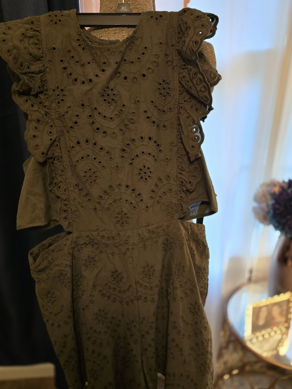 Tag Olive Eyelet Jumpsuit